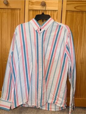 KJP Men’s Button-Down Shirt - Pink & Blue Stripe